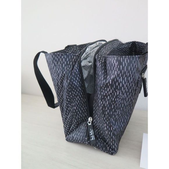 Nicole Miller New York N4684-01L Black/Wht Dashed Line Insulated 11" Lunch Tote - Picture 4 of 12